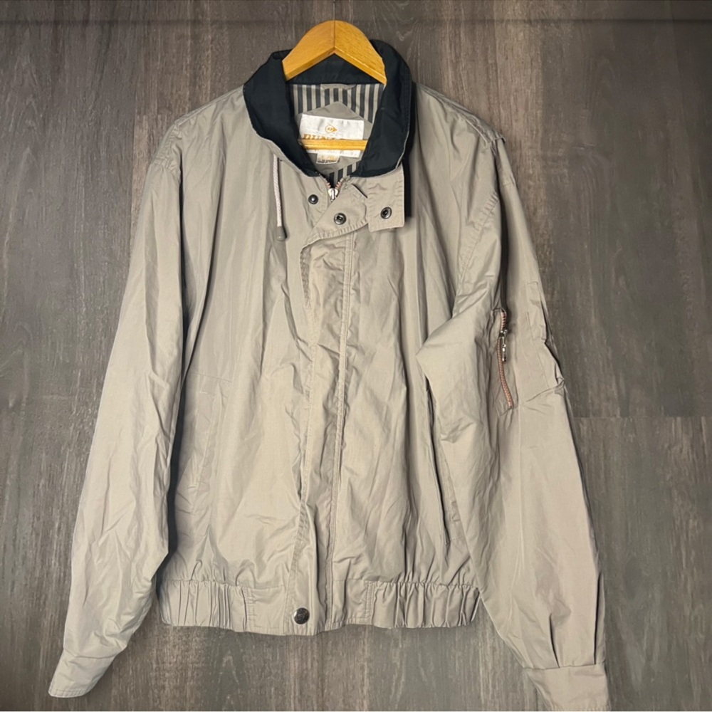 Dunlop Vintage Tan Windbreaker Jacket Zip Front Lightweight Coat
